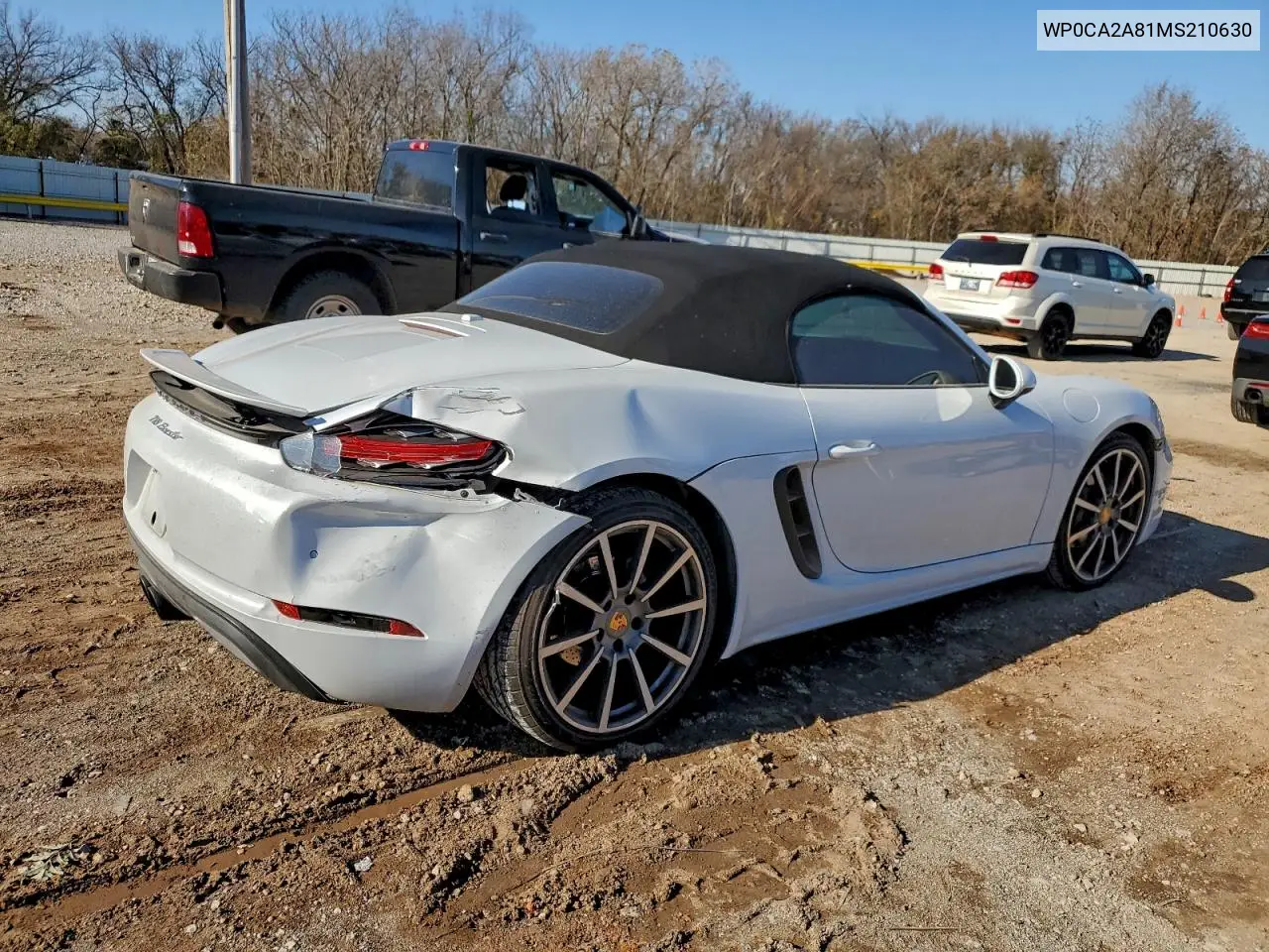 WP0CA2A81MS210630 2021 Porsche Boxster Base