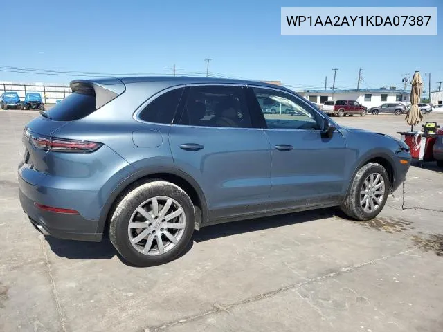 2019 Porsche Cayenne VIN: WP1AA2AY1KDA07387 Lot: 54950184