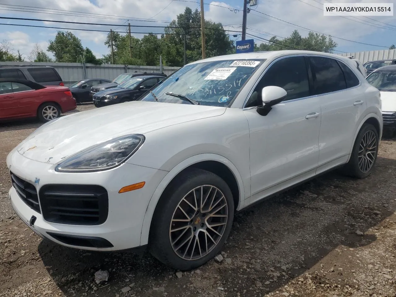 2019 Porsche Cayenne VIN: WP1AA2AY0KDA15514 Lot: 62210393