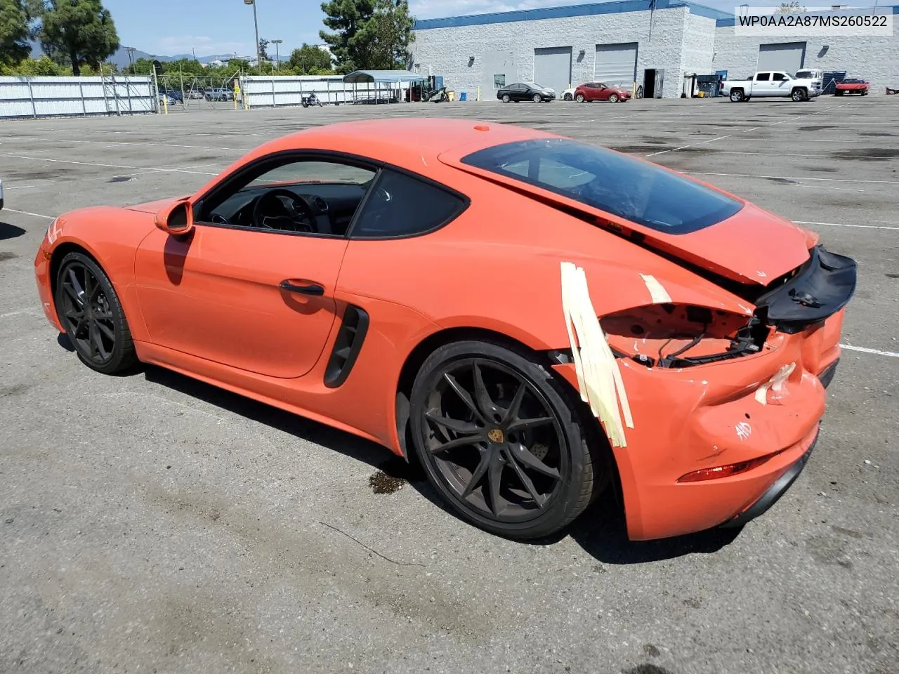 WP0AA2A87MS260522 2021 Porsche Cayman Base