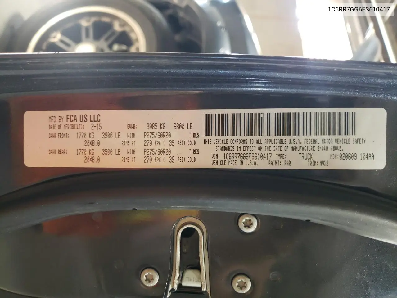 1C6RR7GG6FS610417 2015 Ram 1500 Slt