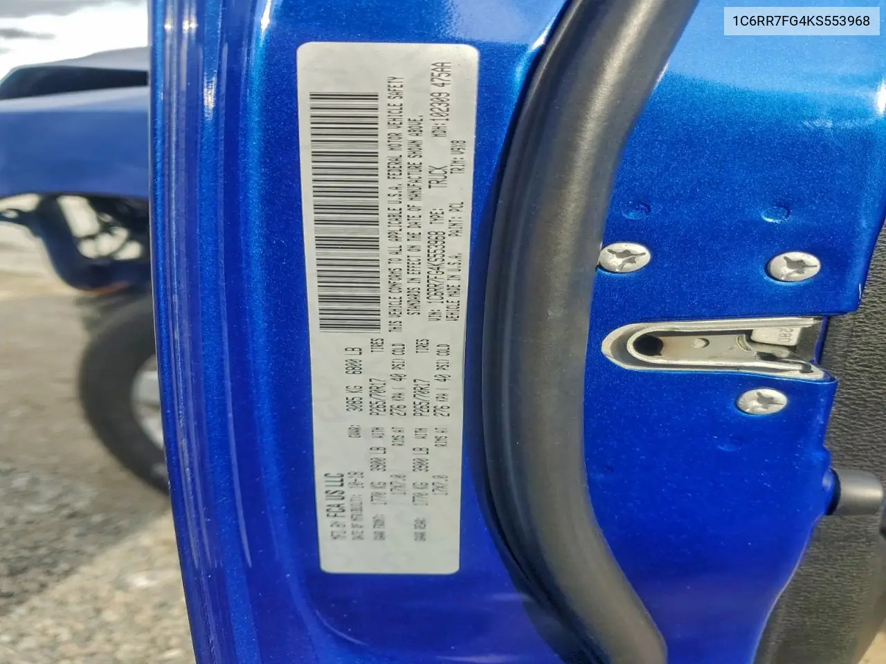 1C6RR7FG4KS553968 2019 Ram 1500 Classic Tradesman