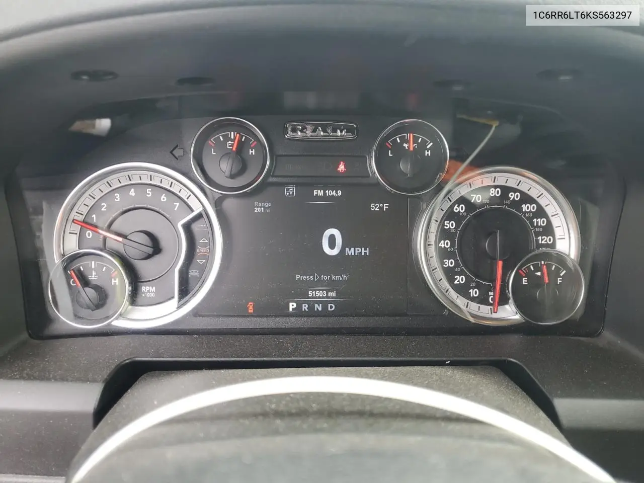 1C6RR6LT6KS563297 2019 Ram 1500 Classic Slt