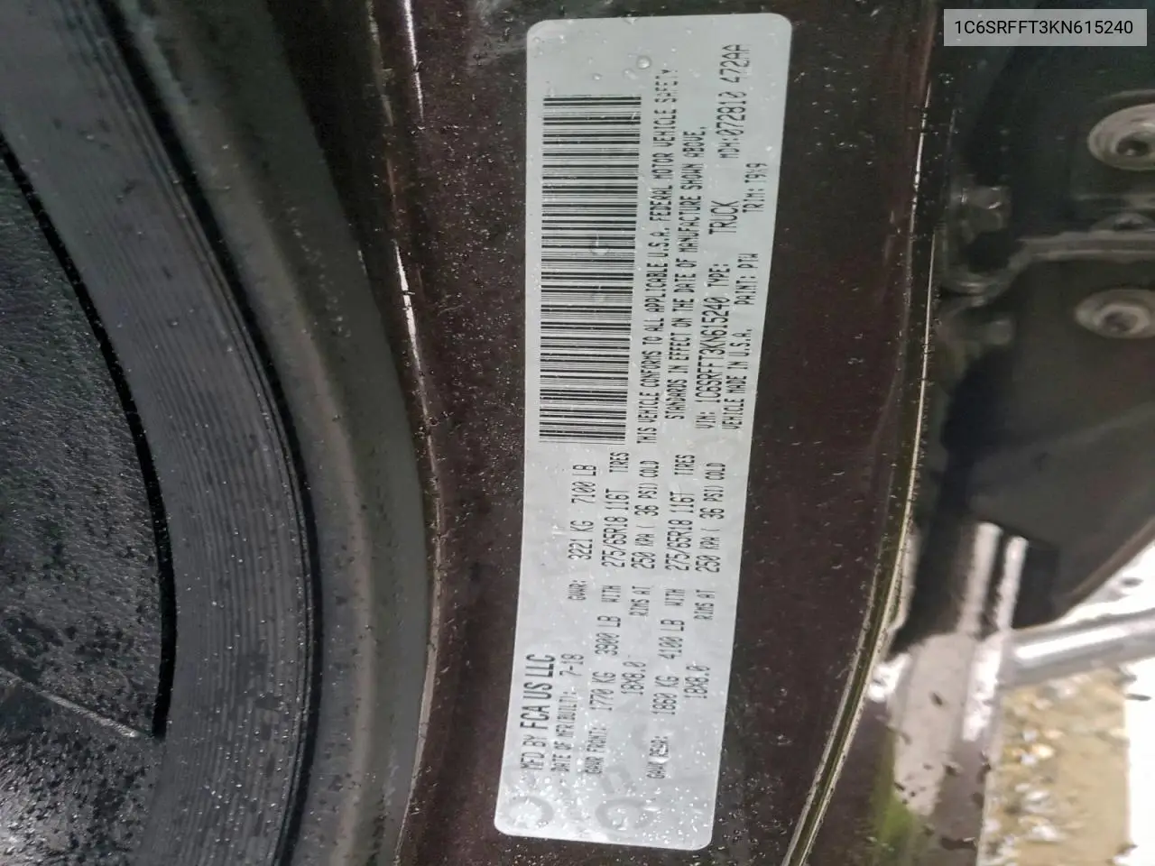 1C6SRFFT3KN615240 2019 Ram 1500 Big Horn/Lone Star
