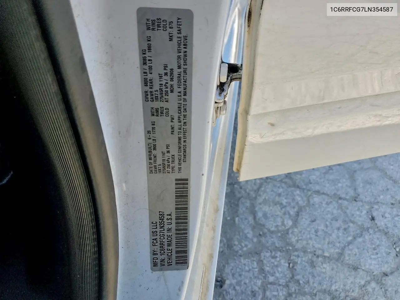 1C6RRFCG7LN354587 2020 Ram 1500 Tradesman