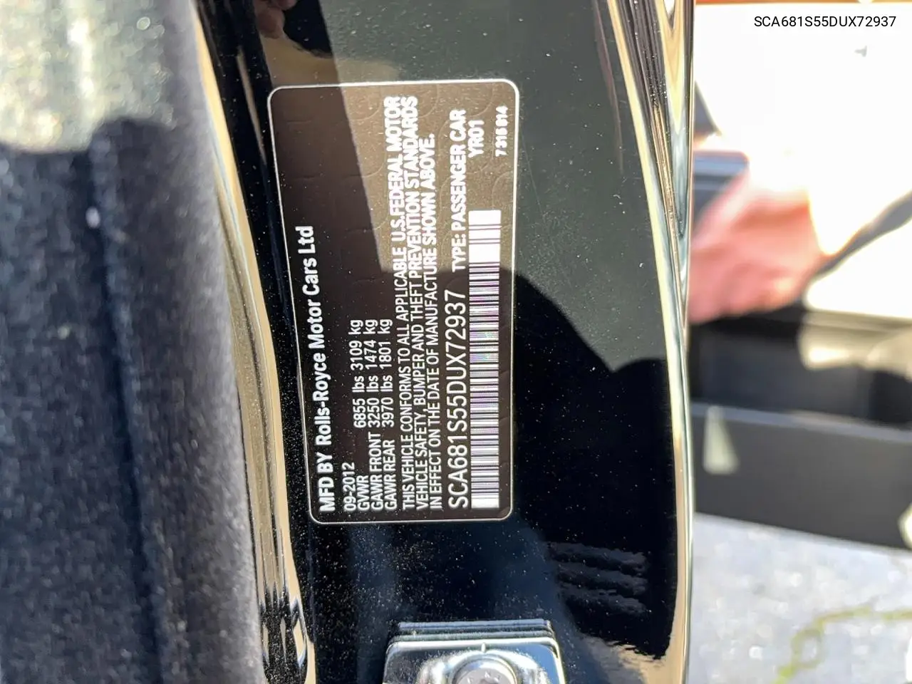 2013 Rolls-Royce Phantom VIN: SCA681S55DUX72937 Lot: 76650005