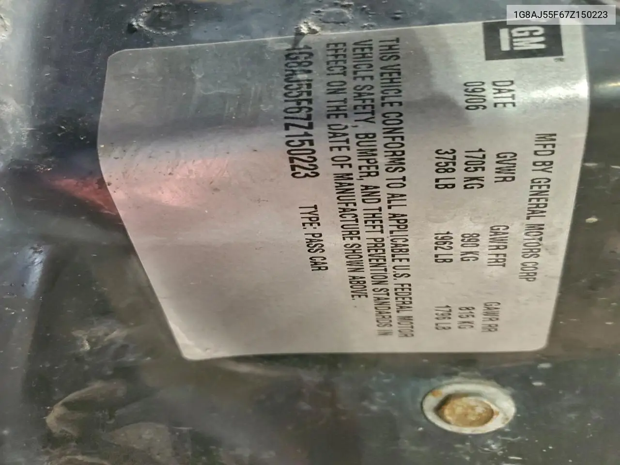 1G8AJ55F67Z150223 2007 Saturn Ion Level 2