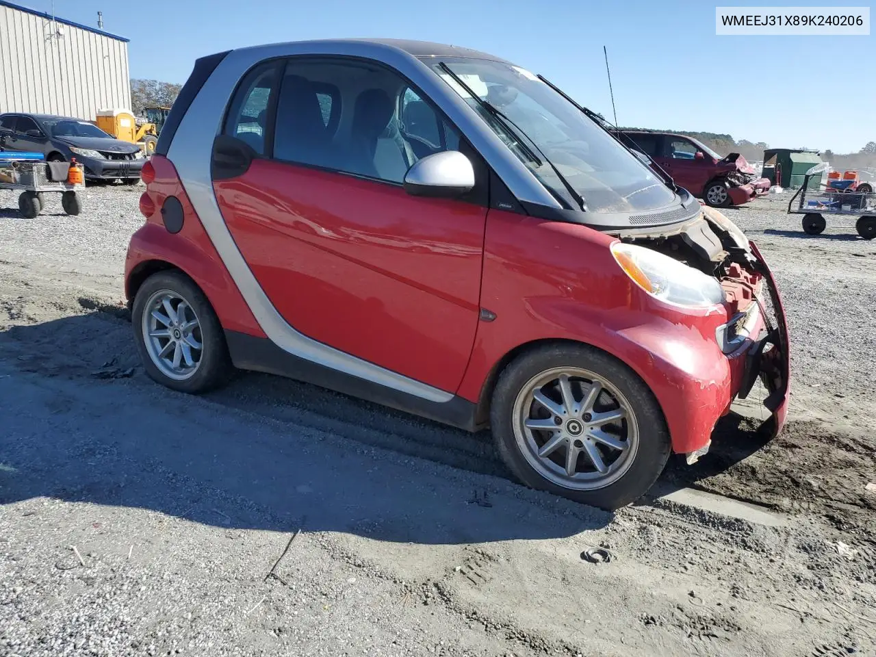 WMEEJ31X89K240206 2009 Smart Fortwo Pure