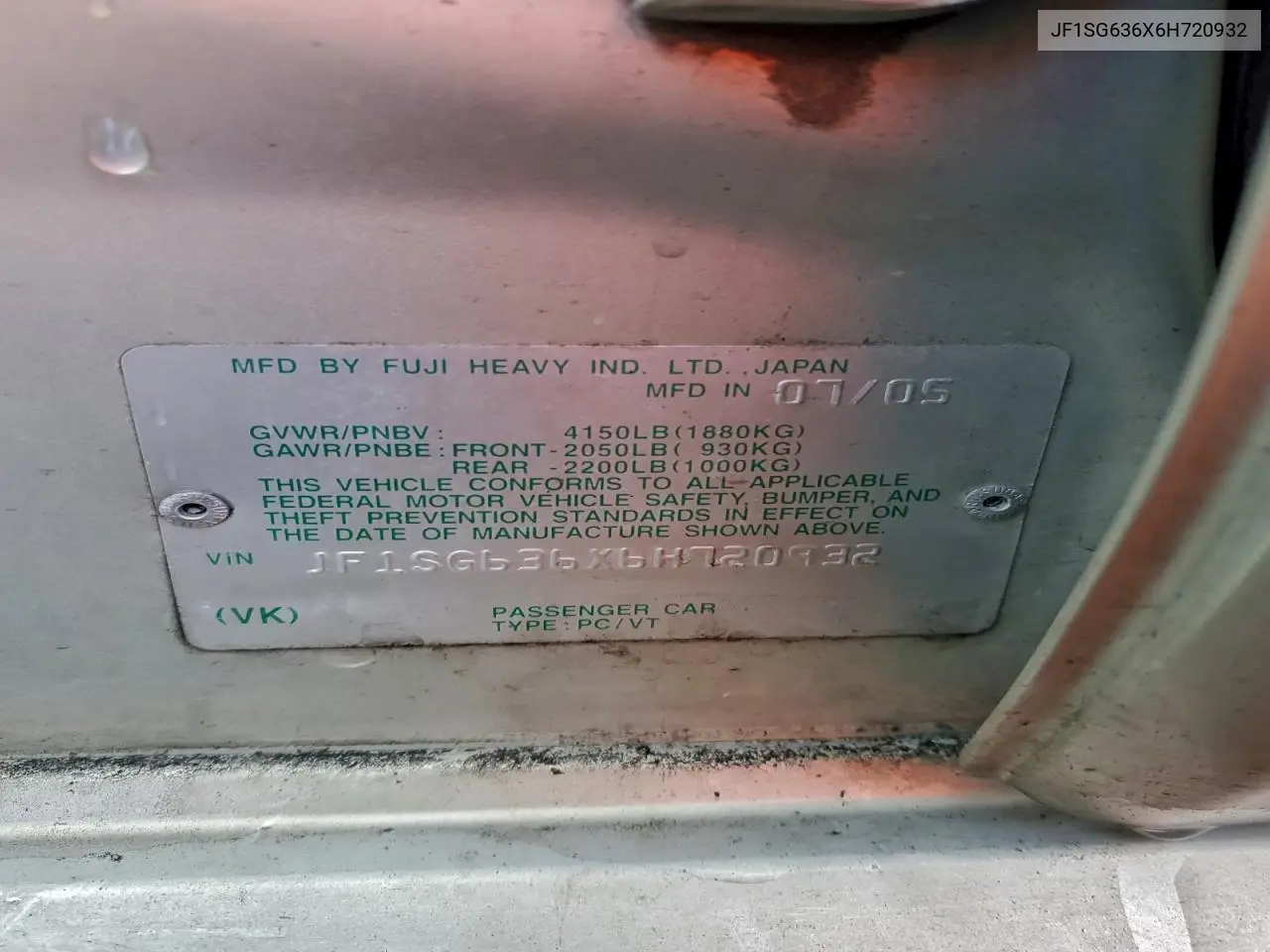 JF1SG636X6H720932 2006 Subaru Forester 2.5X