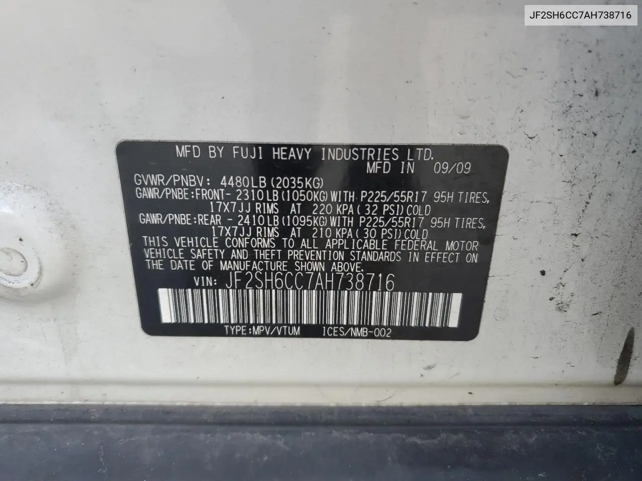 JF2SH6CC7AH738716 2010 Subaru Forester 2.5X Premium