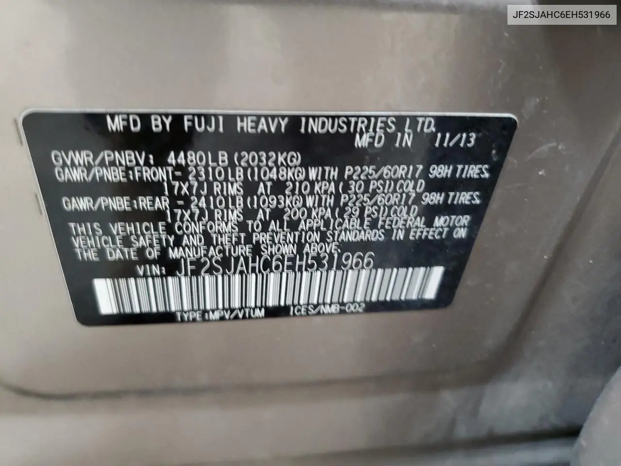 JF2SJAHC6EH531966 2014 Subaru Forester 2.5I Limited