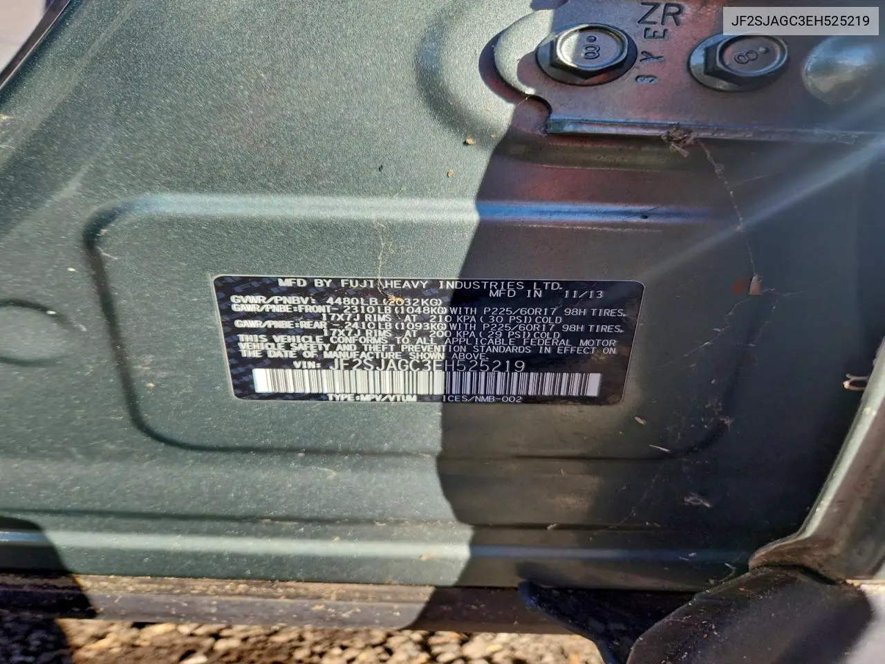 JF2SJAGC3EH525219 2014 Subaru Forester 2.5I Premium