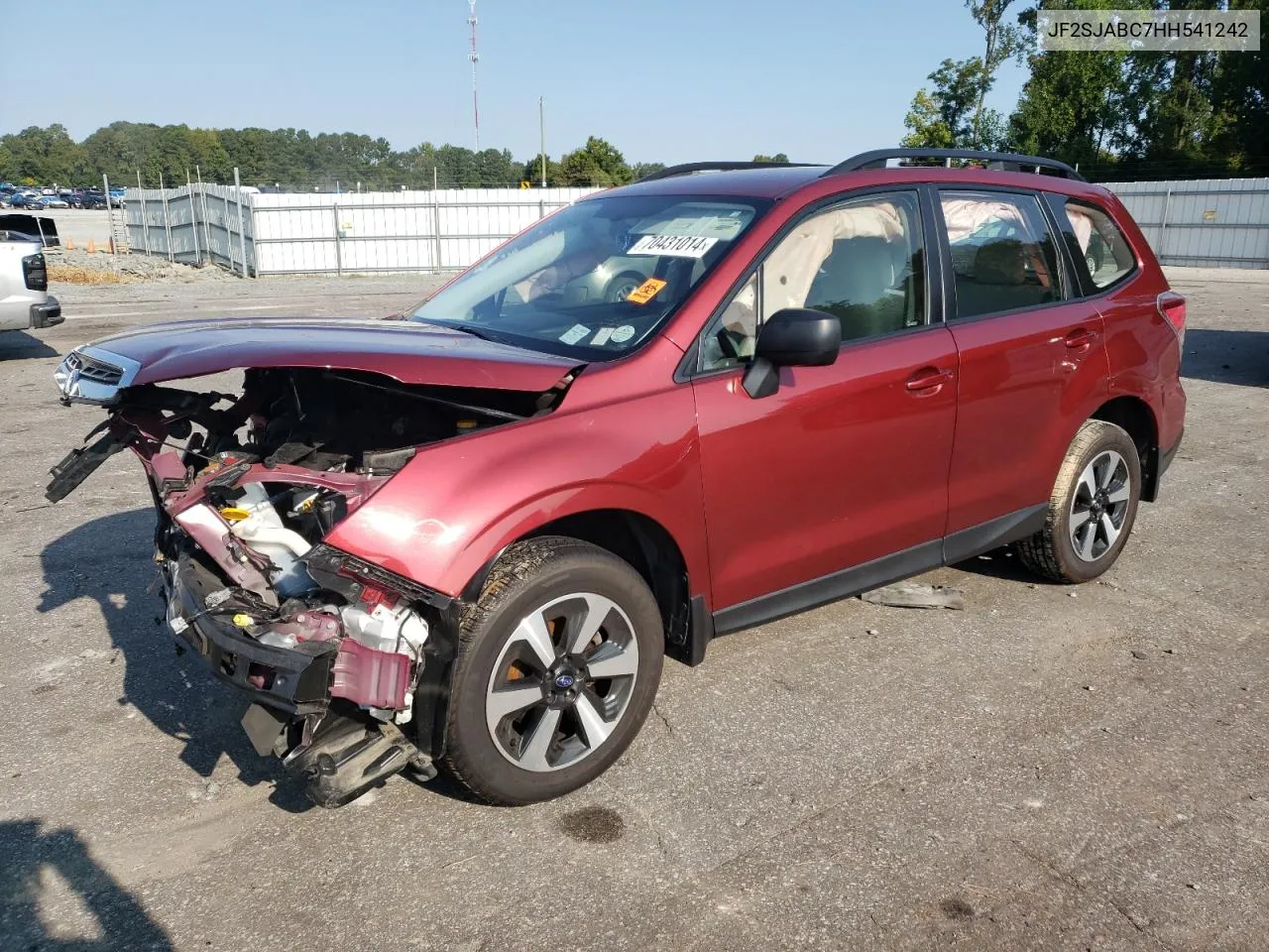 2017 Subaru Forester 2.5I VIN: JF2SJABC7HH541242 Lot: 70431014