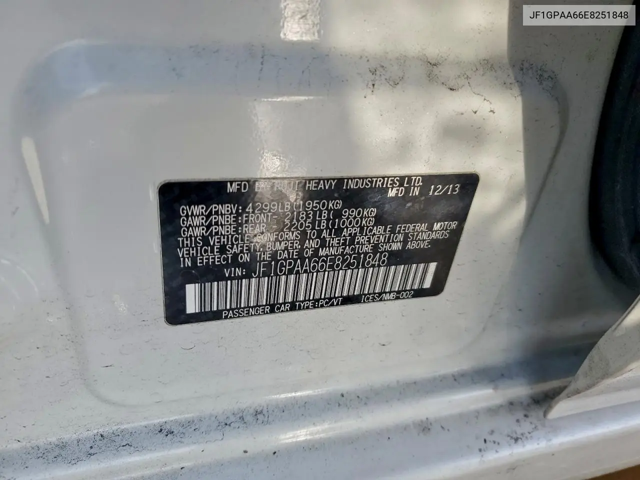 JF1GPAA66E8251848 2014 Subaru Impreza