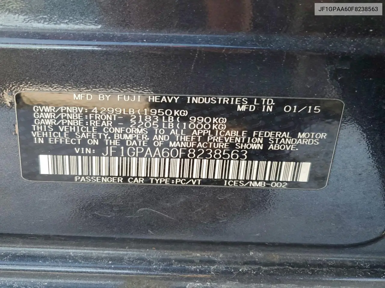 JF1GPAA60F8238563 2015 Subaru Impreza