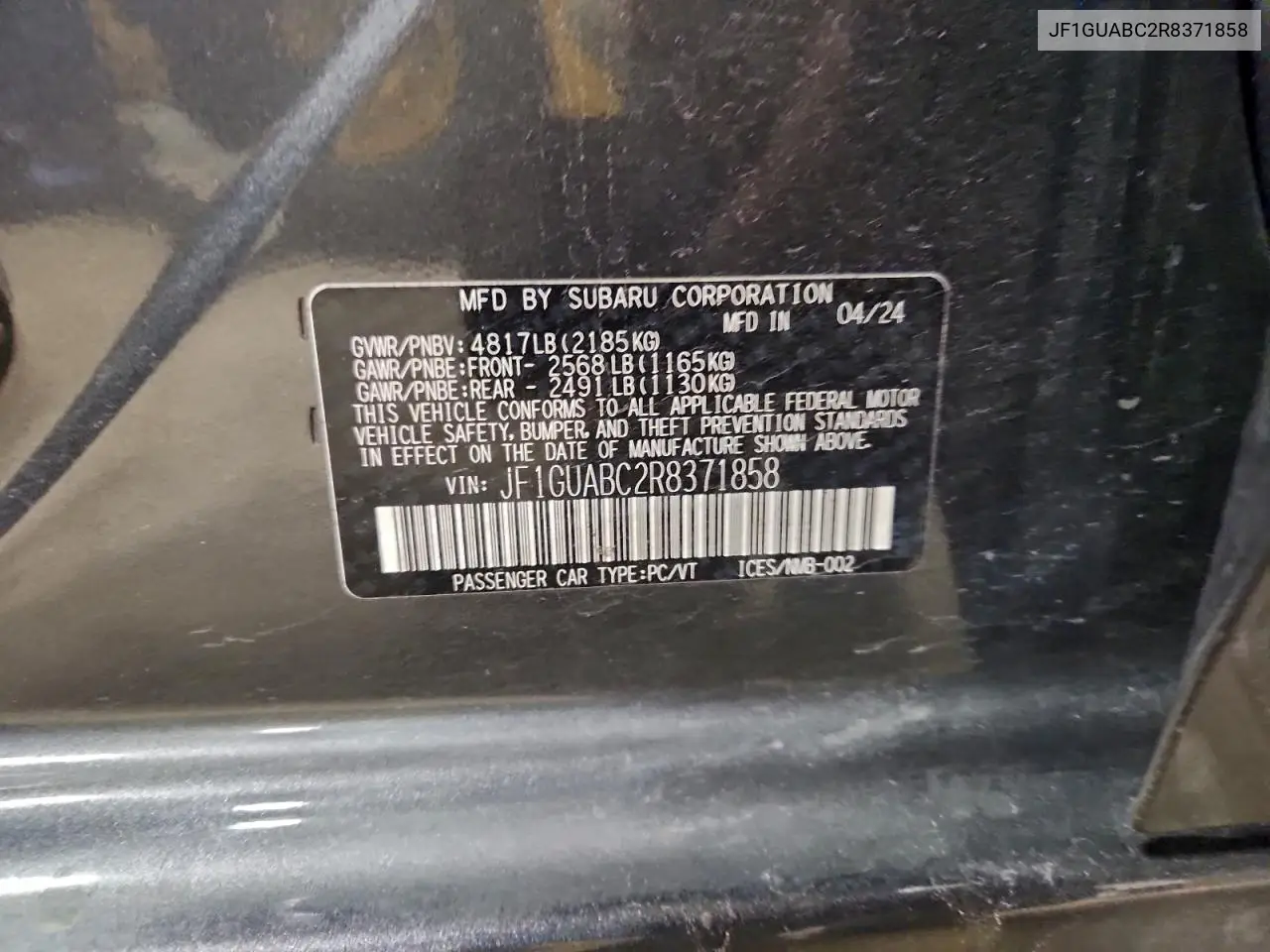 JF1GUABC2R8371858 2024 Subaru Impreza