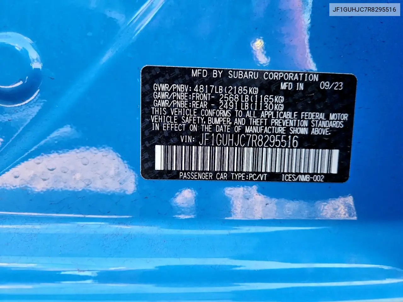 JF1GUHJC7R8295516 2024 Subaru Impreza Rs