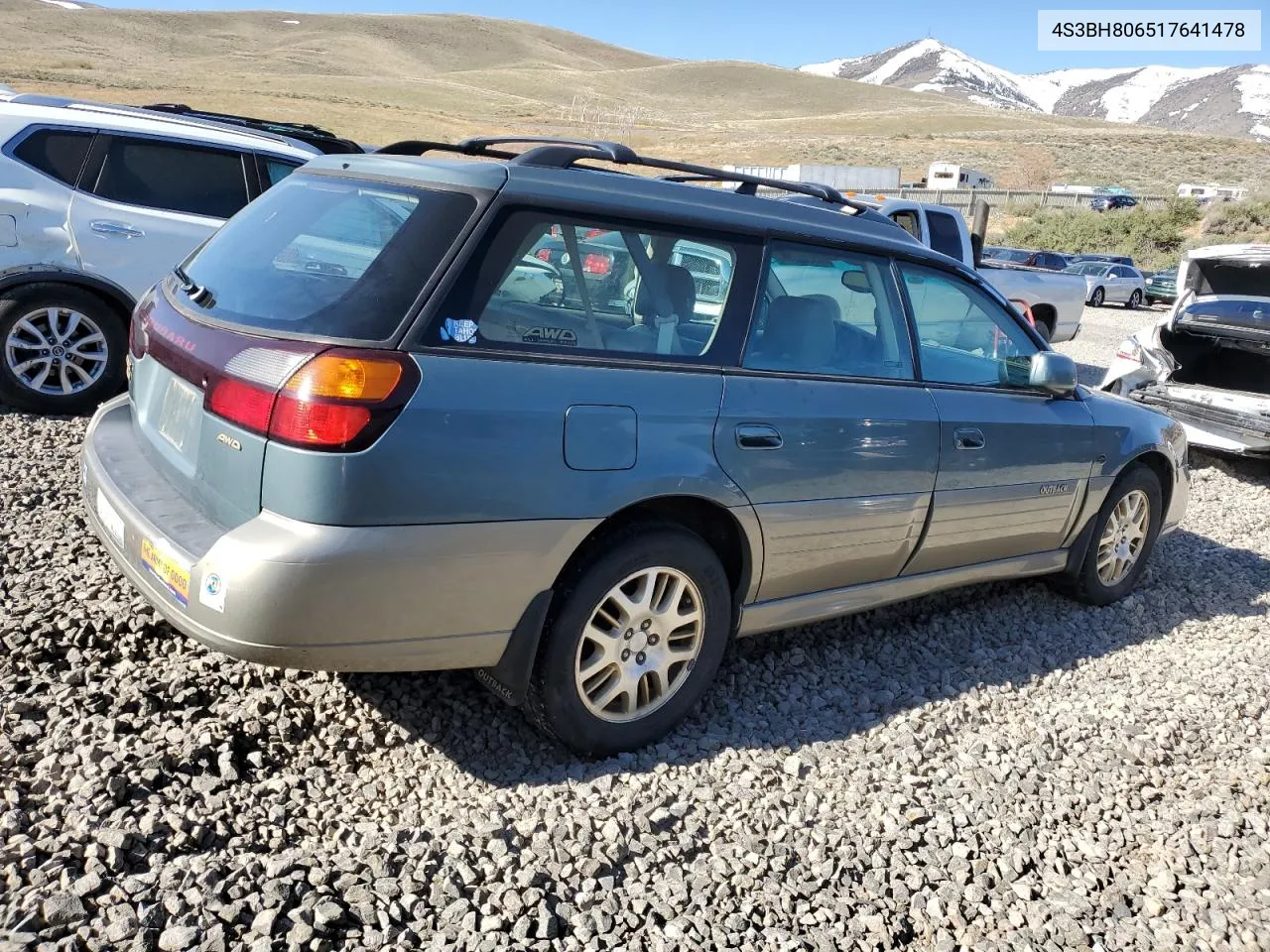 2001 Subaru Legacy Outback H6 3.0 Ll Bean VIN: 4S3BH806517641478 Lot: 51493544