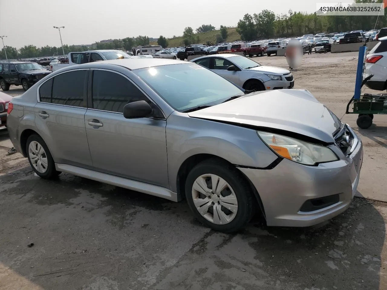 2011 Subaru Legacy 2.5I VIN: 4S3BMCA63B3252652 Lot: 63315684