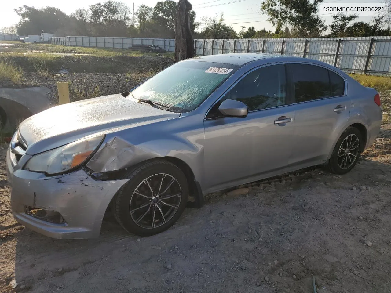 2011 Subaru Legacy 2.5I Premium VIN: 4S3BMBG64B3236221 Lot: 67186424