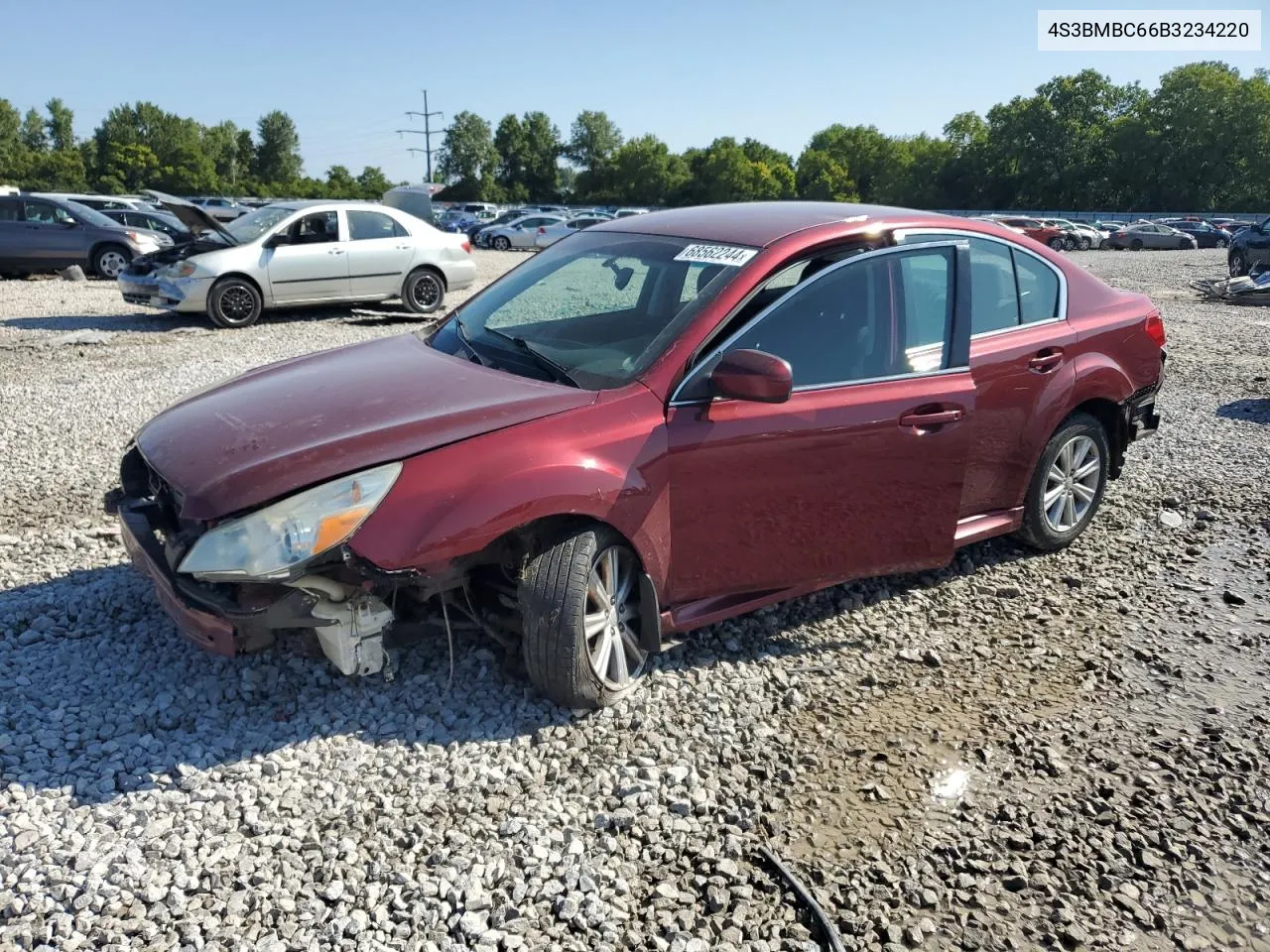 2011 Subaru Legacy 2.5I Premium VIN: 4S3BMBC66B3234220 Lot: 68562244