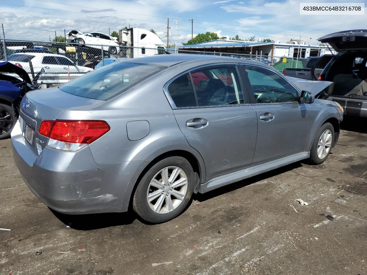 2011 Subaru Legacy 2.5I Premium VIN: 4S3BMCC64B3216708 Lot: 68898044