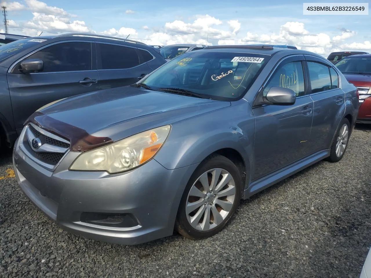 2011 Subaru Legacy 2.5I Limited VIN: 4S3BMBL62B3226549 Lot: 74920264