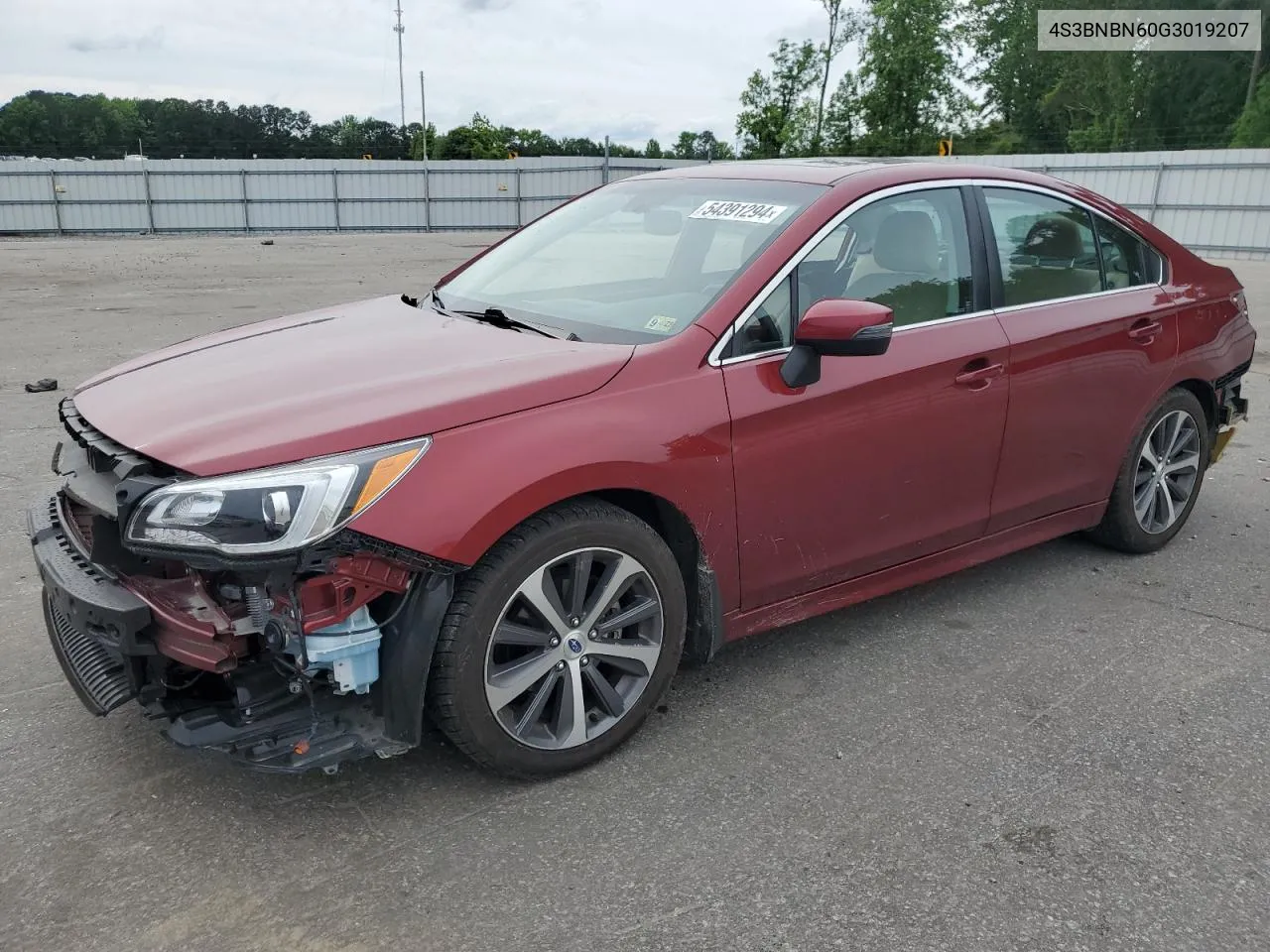 2016 Subaru Legacy 2.5I Limited VIN: 4S3BNBN60G3019207 Lot: 54391294