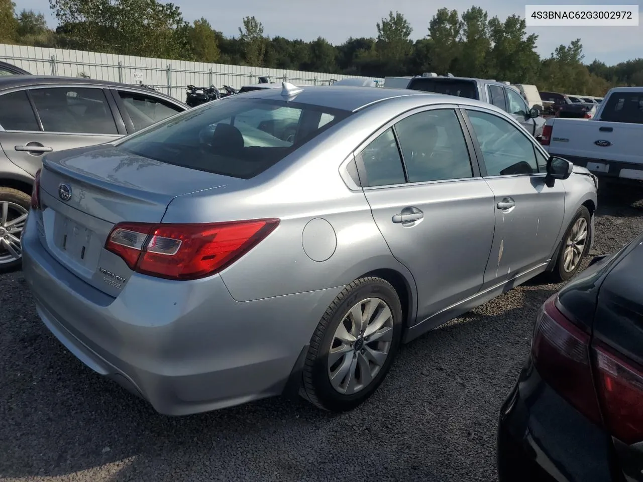 4S3BNAC62G3002972 2016 Subaru Legacy 2.5I Premium