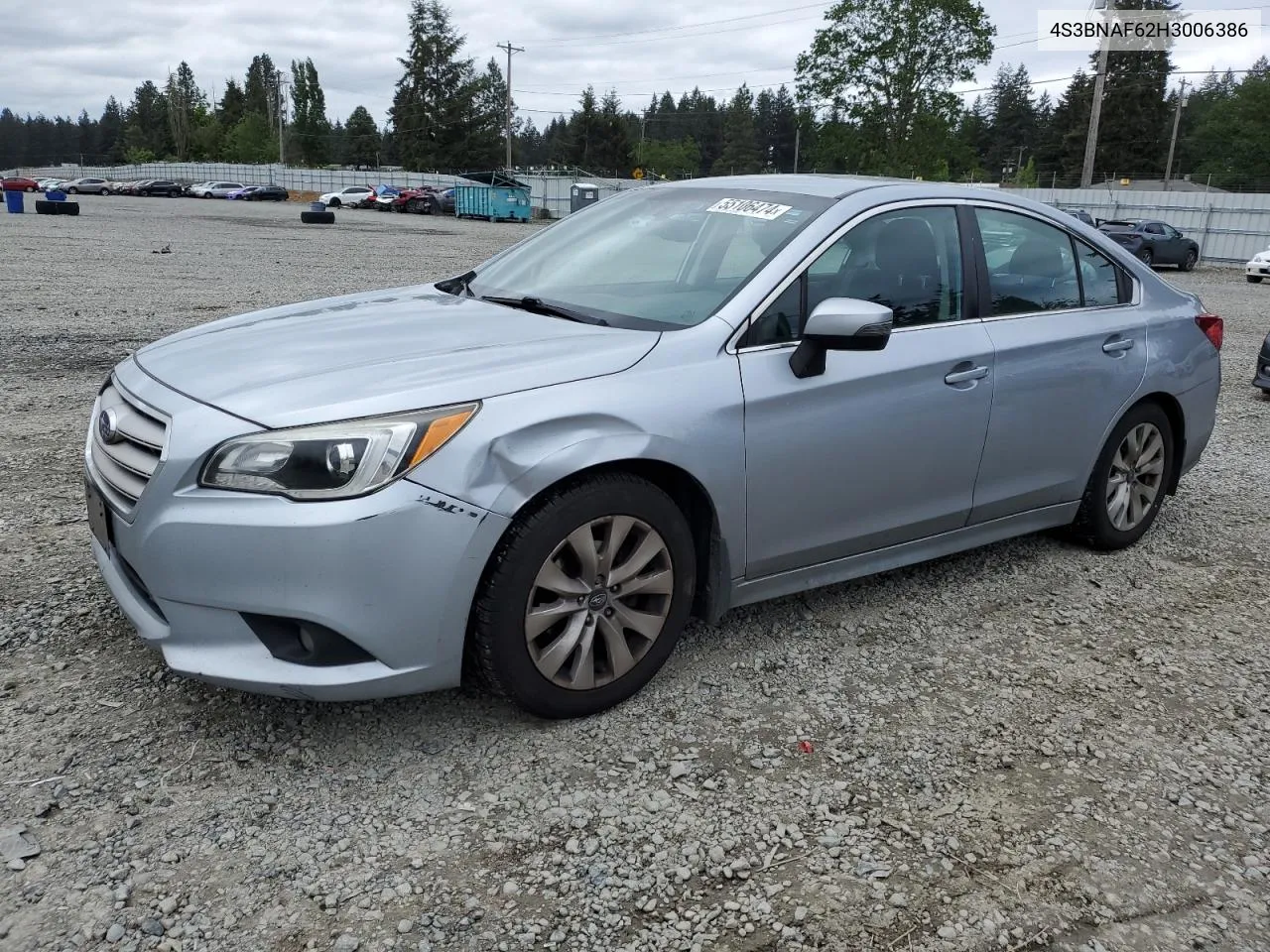 2017 Subaru Legacy 2.5I Premium VIN: 4S3BNAF62H3006386 Lot: 55106474