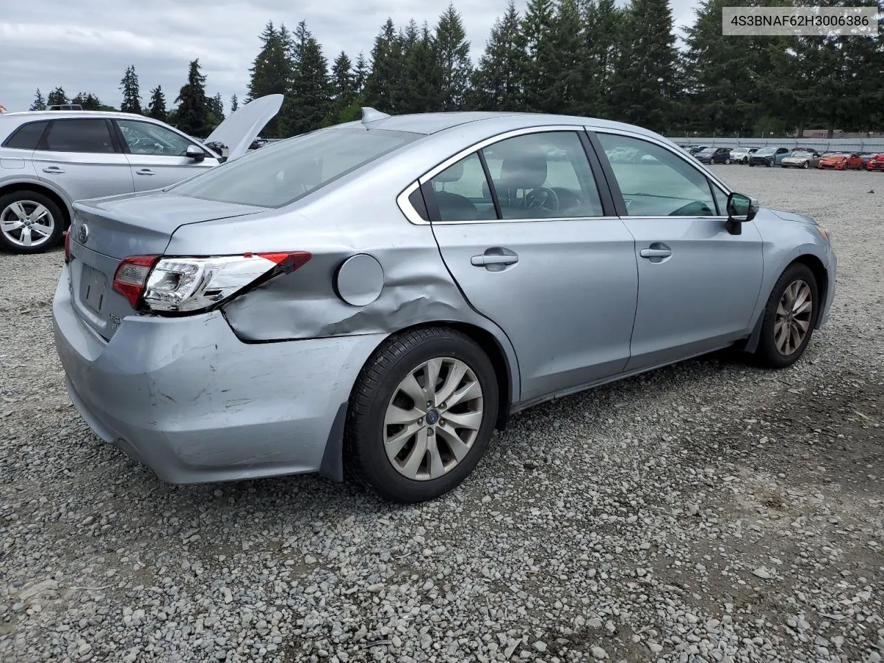 2017 Subaru Legacy 2.5I Premium VIN: 4S3BNAF62H3006386 Lot: 55106474