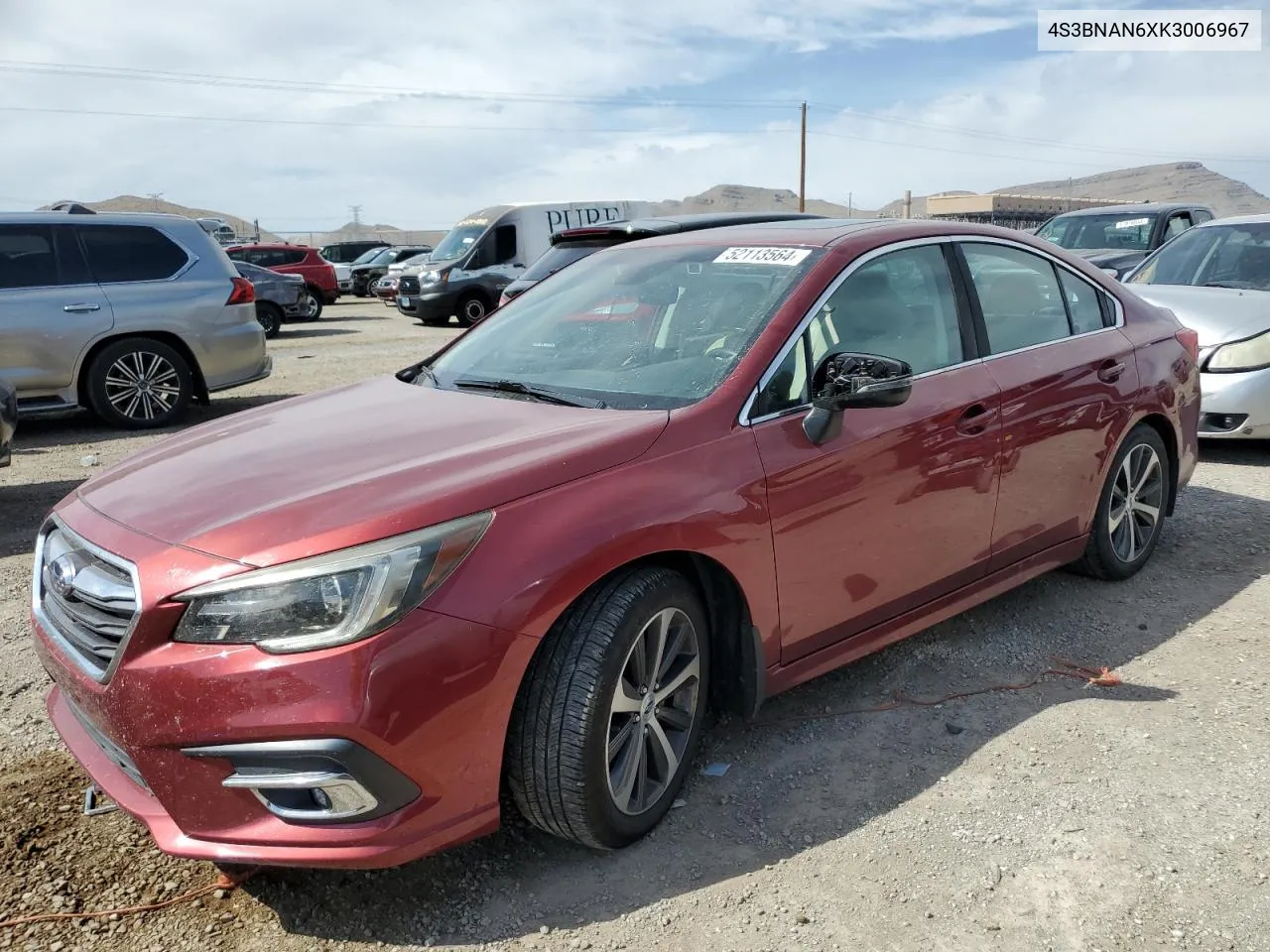 2019 Subaru Legacy 2.5I Limited VIN: 4S3BNAN6XK3006967 Lot: 52113564