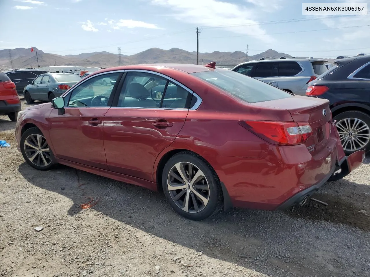 2019 Subaru Legacy 2.5I Limited VIN: 4S3BNAN6XK3006967 Lot: 52113564