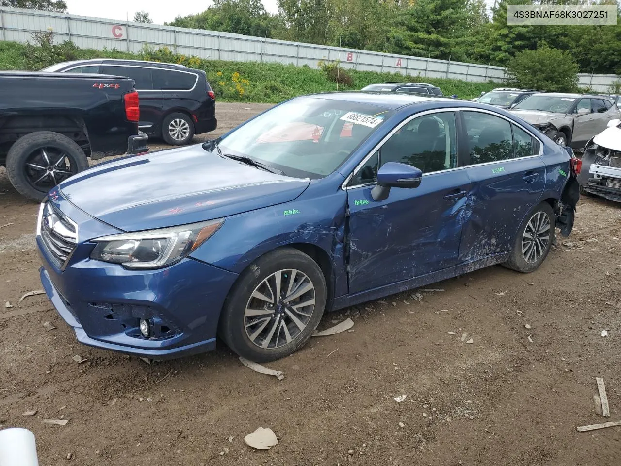 2019 Subaru Legacy 2.5I Premium VIN: 4S3BNAF68K3027251 Lot: 68821574