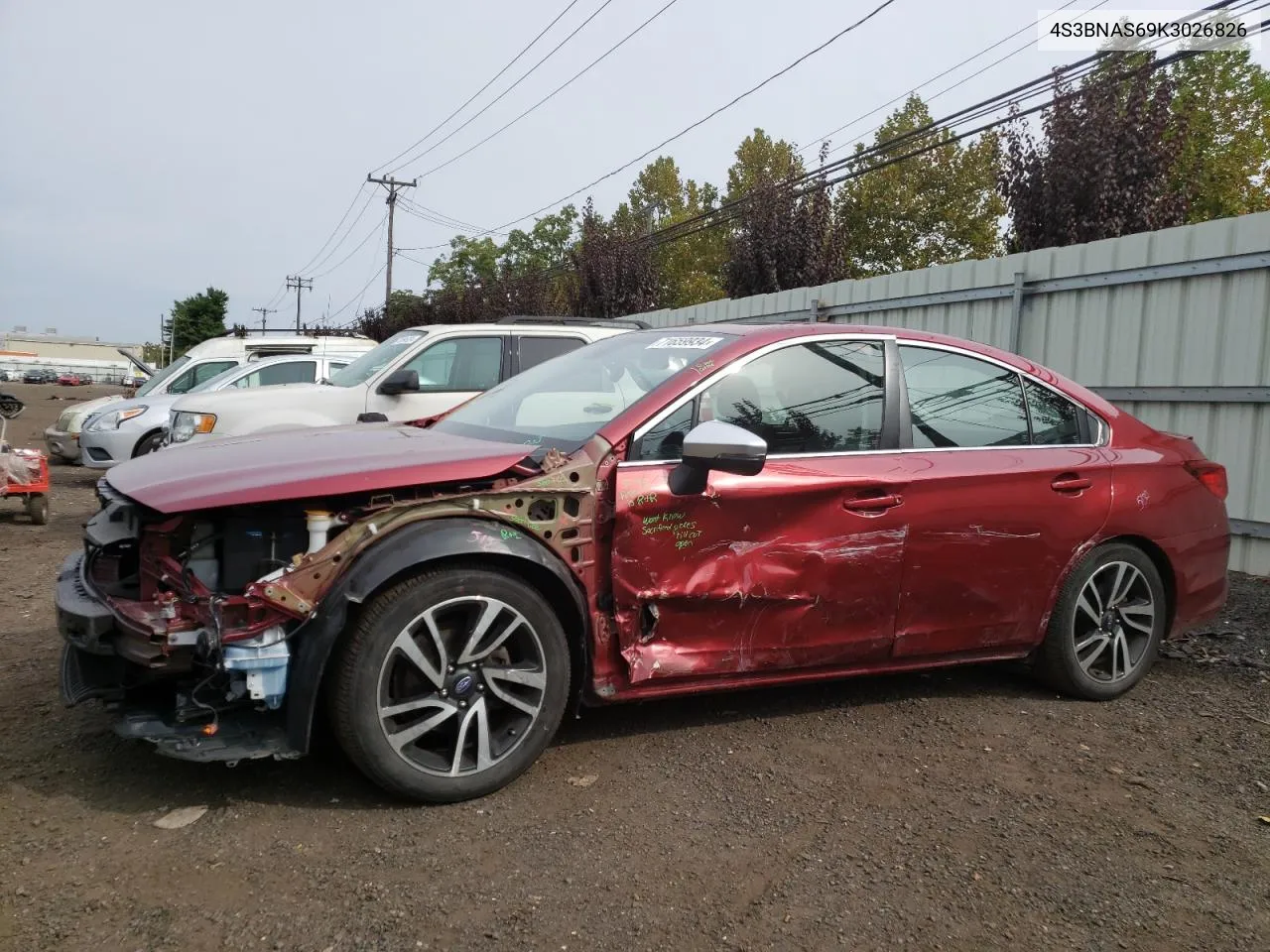 2019 Subaru Legacy Sport VIN: 4S3BNAS69K3026826 Lot: 71659934