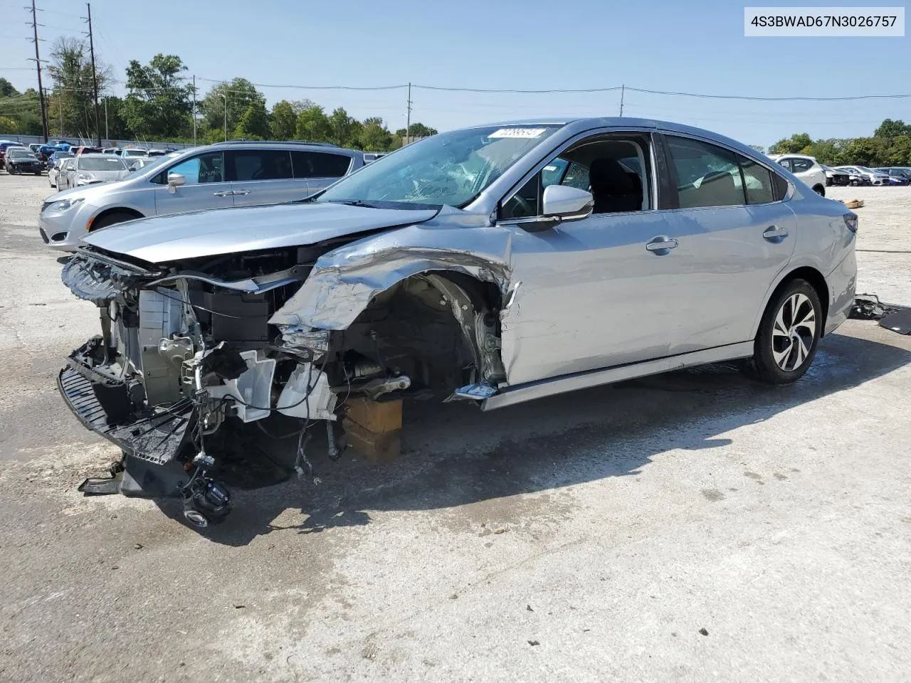 2022 Subaru Legacy Premium VIN: 4S3BWAD67N3026757 Lot: 70289534