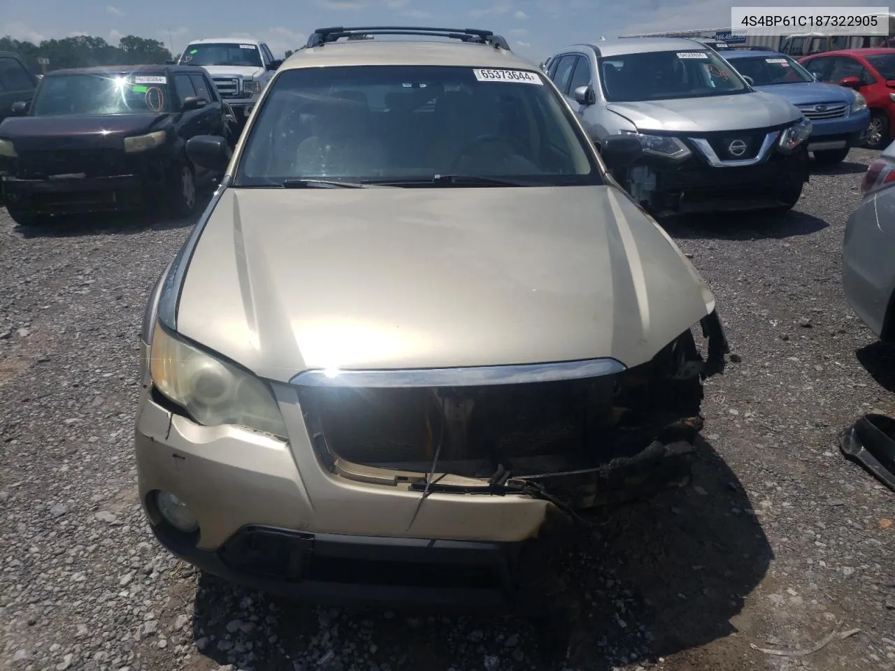 4S4BP61C187322905 2008 Subaru Outback 2.5I