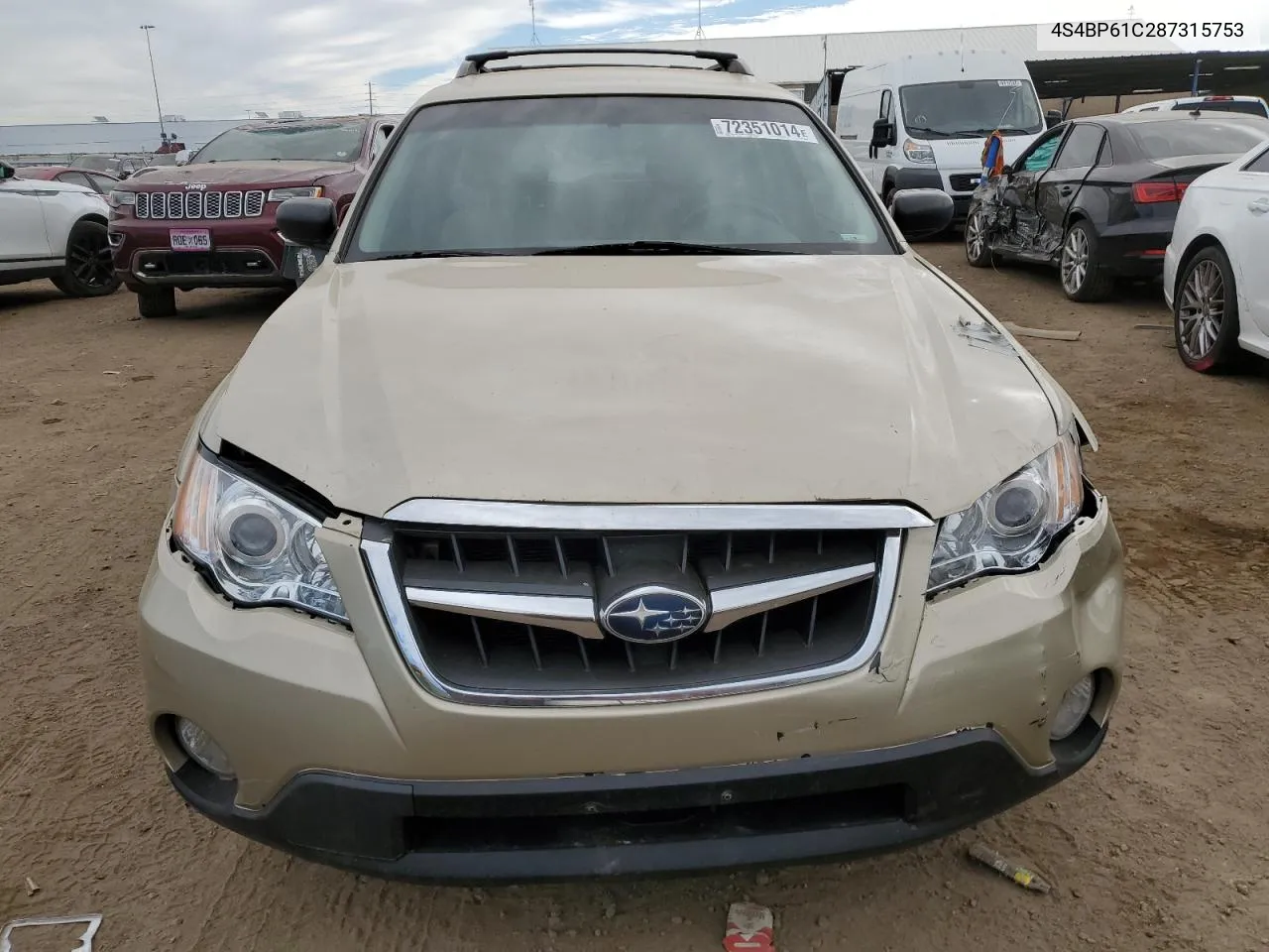 2008 Subaru Outback 2.5I VIN: 4S4BP61C287315753 Lot: 72351014