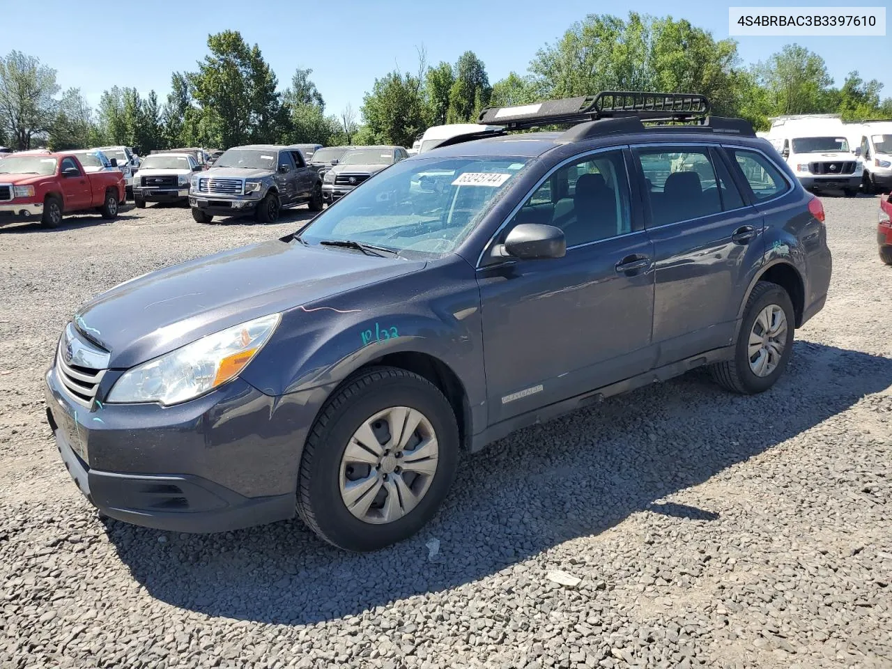 2011 Subaru Outback 2.5I VIN: 4S4BRBAC3B3397610 Lot: 63245744