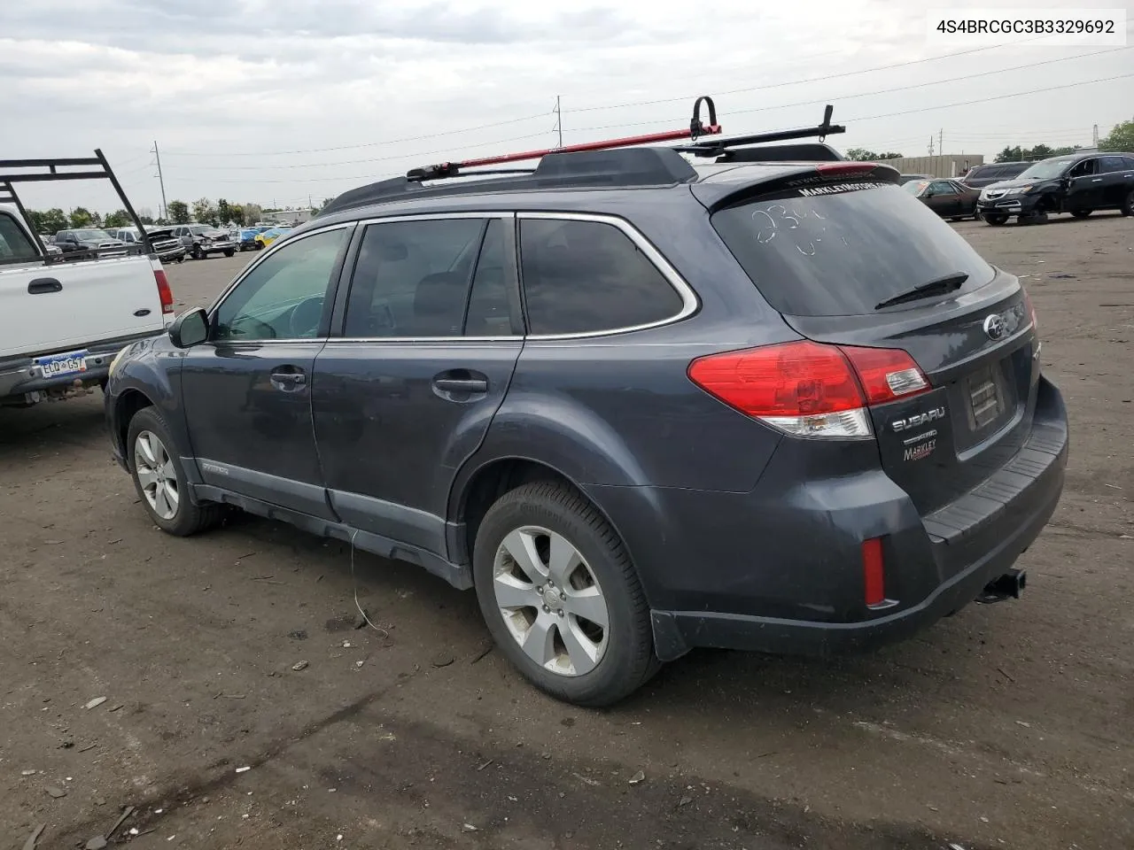 2011 Subaru Outback 2.5I Premium VIN: 4S4BRCGC3B3329692 Lot: 63936534