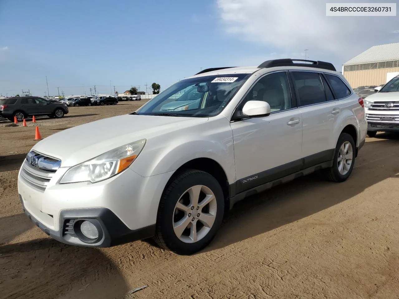 2014 Subaru Outback 2.5I Premium VIN: 4S4BRCCC0E3260731 Lot: 59434314