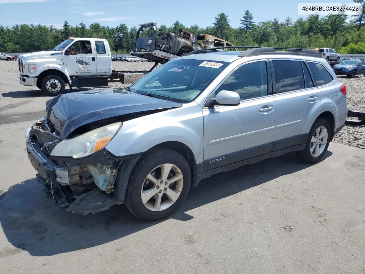 2014 Subaru Outback 2.5I Limited VIN: 4S4BRBLCXE3274422 Lot: 66570434