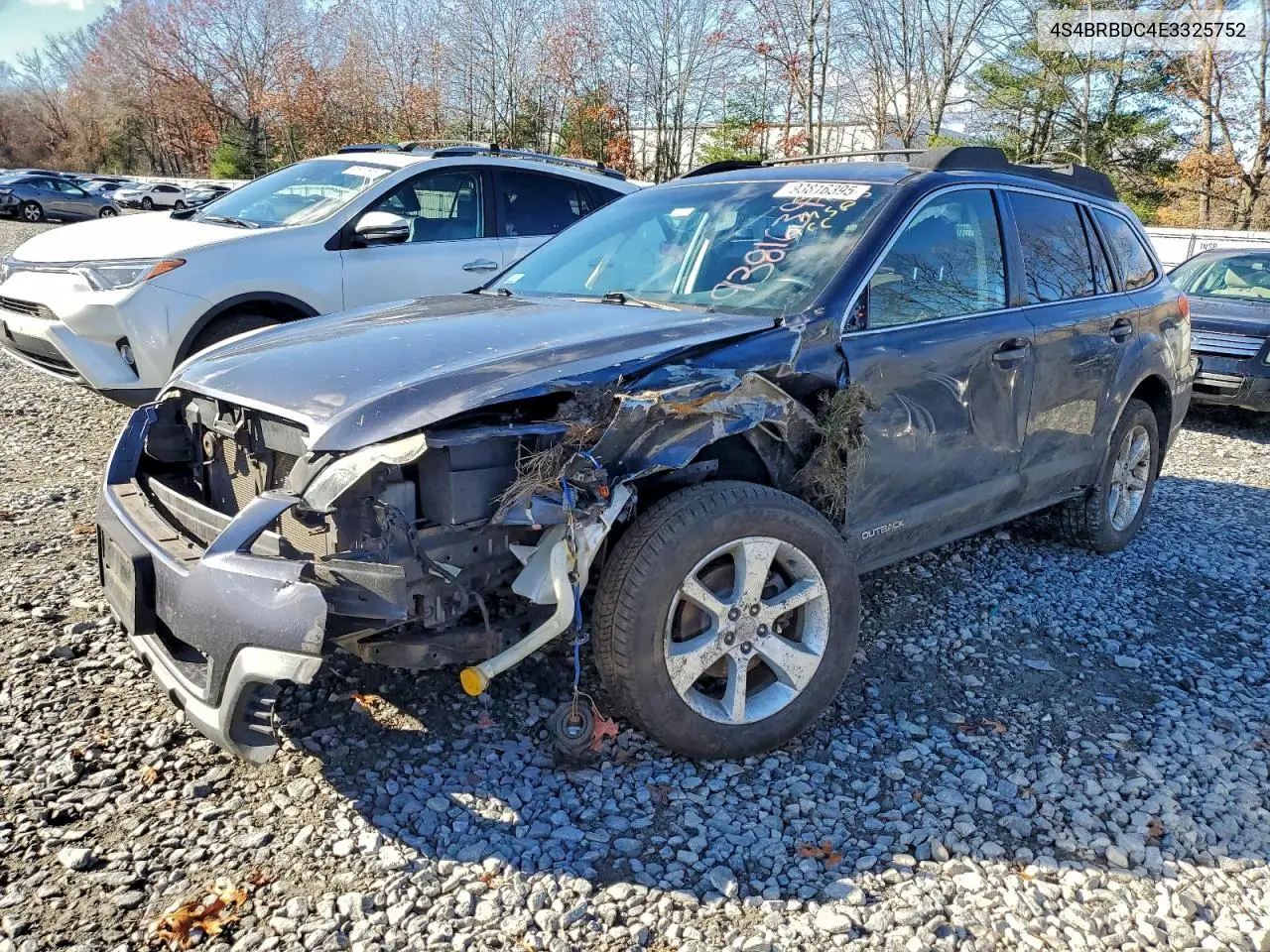 4S4BRBDC4E3325752 2014 Subaru Outback 2.5I Premium