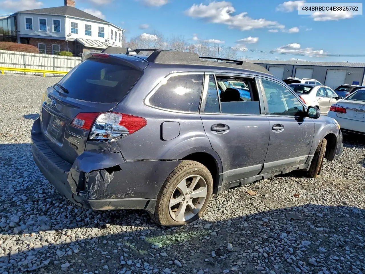 4S4BRBDC4E3325752 2014 Subaru Outback 2.5I Premium