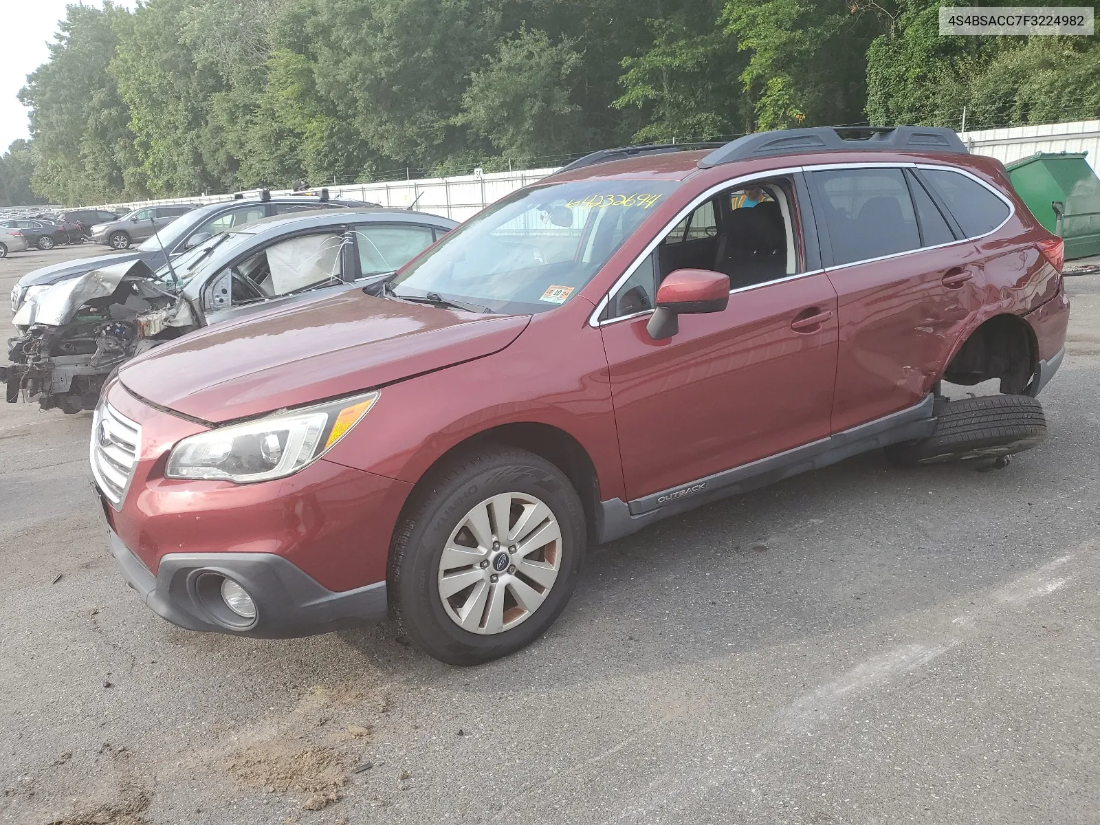 2015 Subaru Outback 2.5I Premium VIN: 4S4BSACC7F3224982 Lot: 64232694