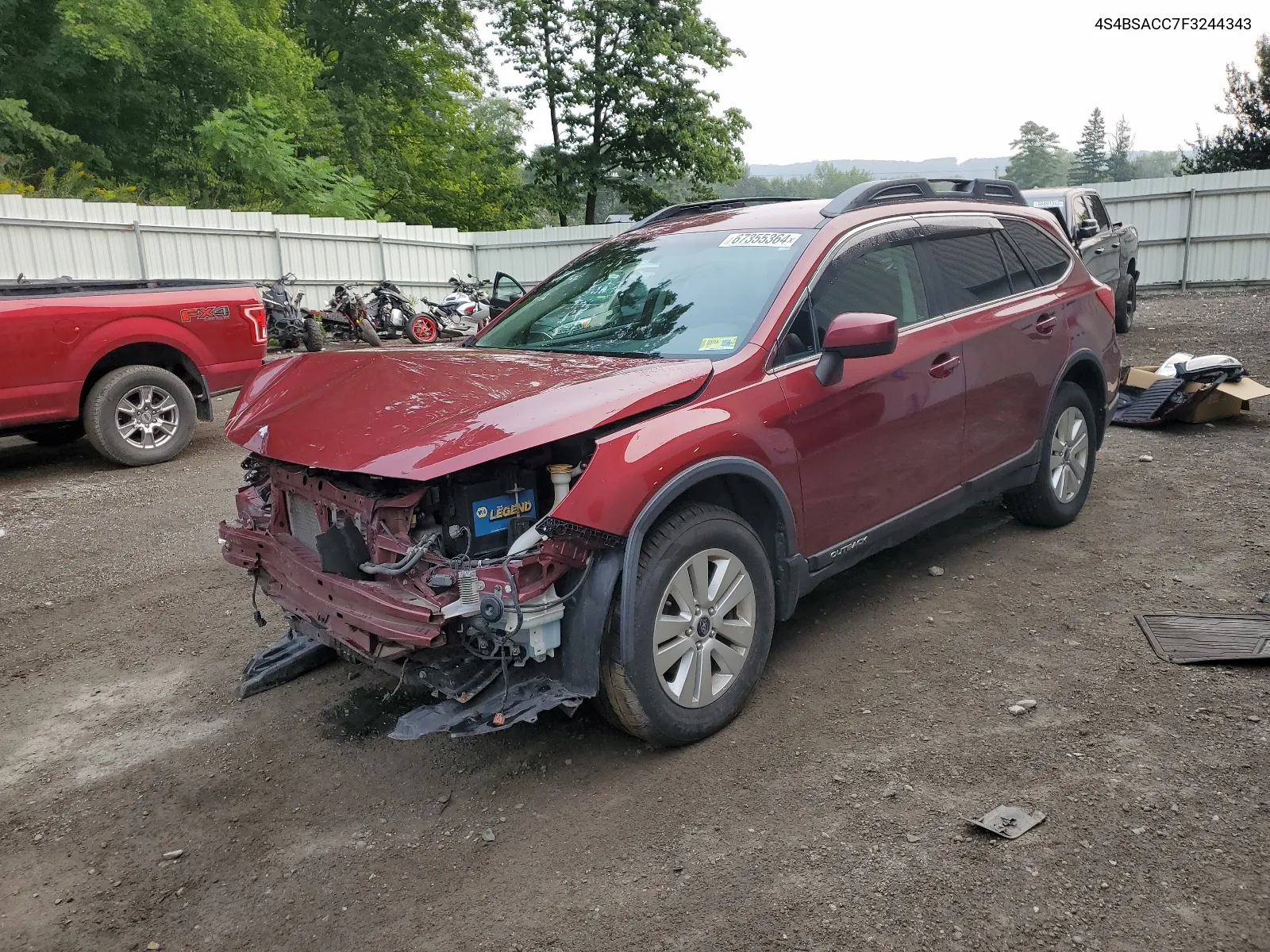 2015 Subaru Outback 2.5I Premium VIN: 4S4BSACC7F3244343 Lot: 67355364