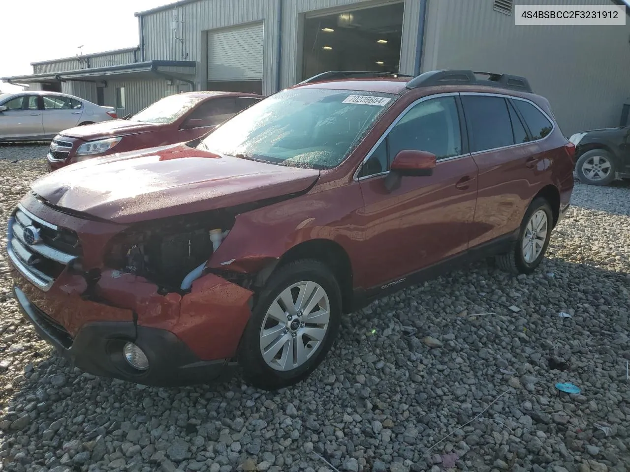 2015 Subaru Outback 2.5I Premium VIN: 4S4BSBCC2F3231912 Lot: 70235654