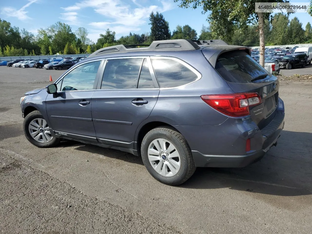 2015 Subaru Outback 2.5I Premium VIN: 4S4BSAHC0F3289648 Lot: 71034294