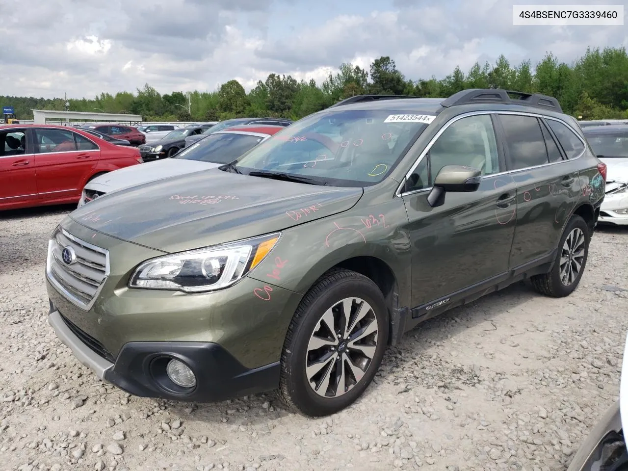 2016 Subaru Outback 3.6R Limited VIN: 4S4BSENC7G3339460 Lot: 51423544