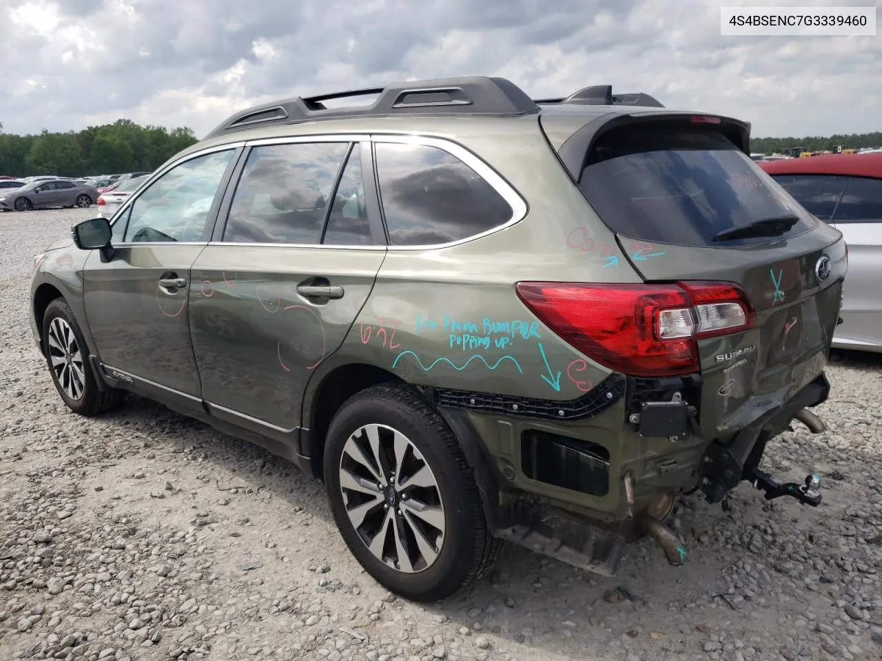 2016 Subaru Outback 3.6R Limited VIN: 4S4BSENC7G3339460 Lot: 51423544